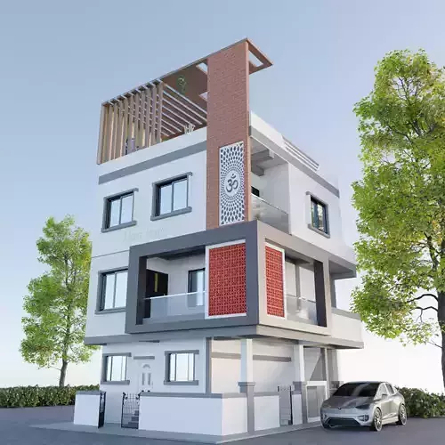 House elevation 3d Model 3D model