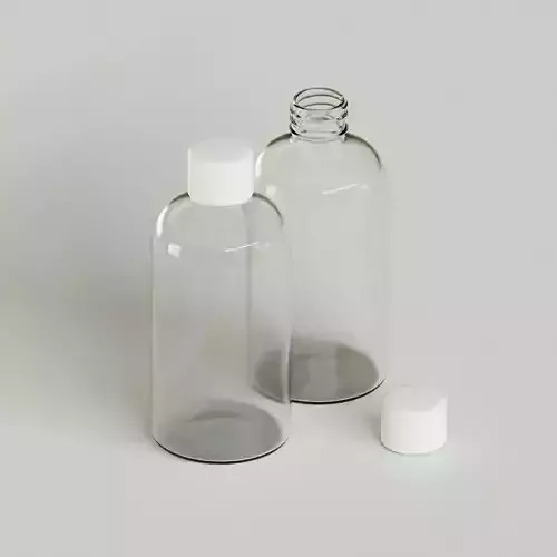 Clear Transparent Glass Bottle with white Cap 3D model
