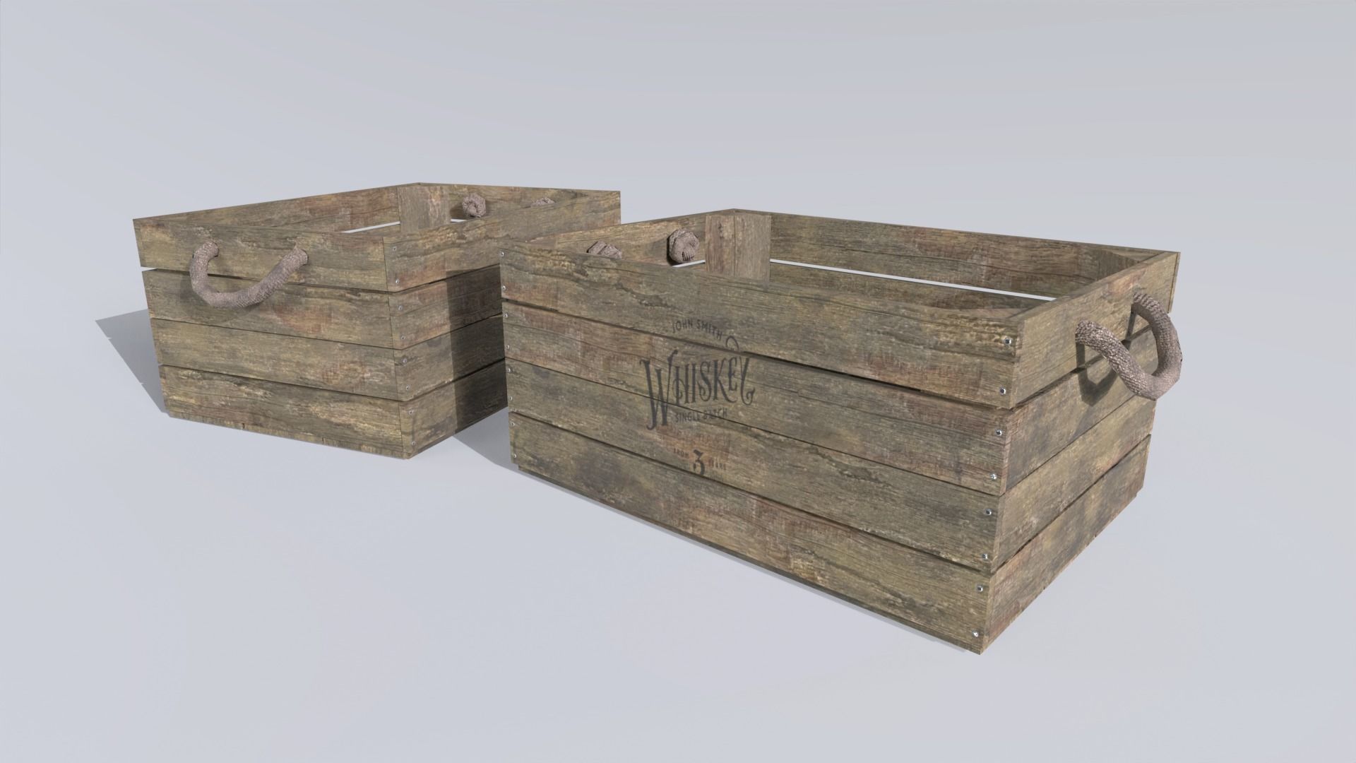 Wooden Crates Low-poly 3D model_10