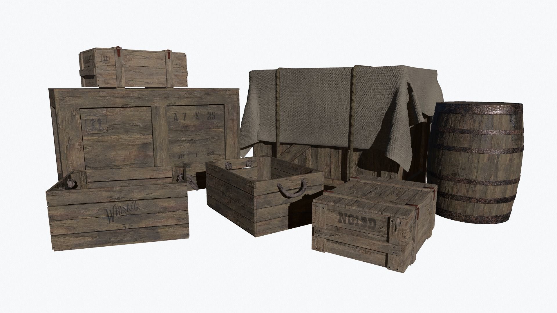 Wooden Crates Low-poly 3D model_4