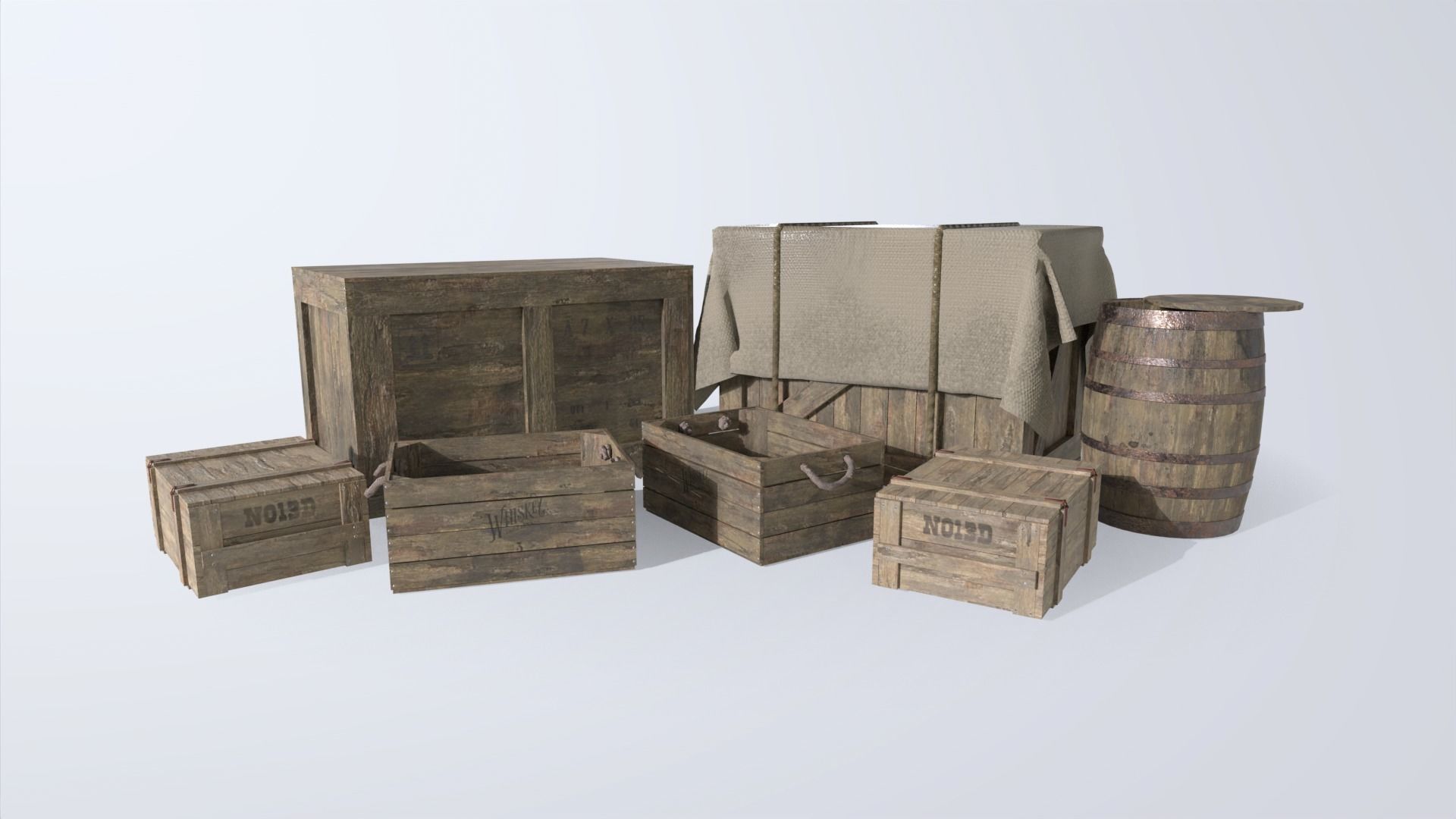 Wooden Crates Low-poly 3D model_5