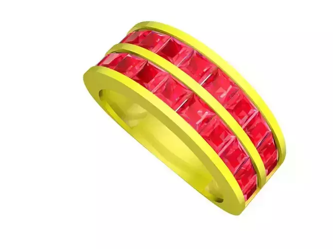 Luxury Double Row Baguette Band Ring for Men 4843 3D print model
