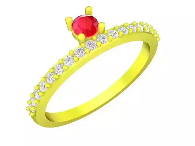 Korean Diamond Women Simple Ring 3D Model A4845