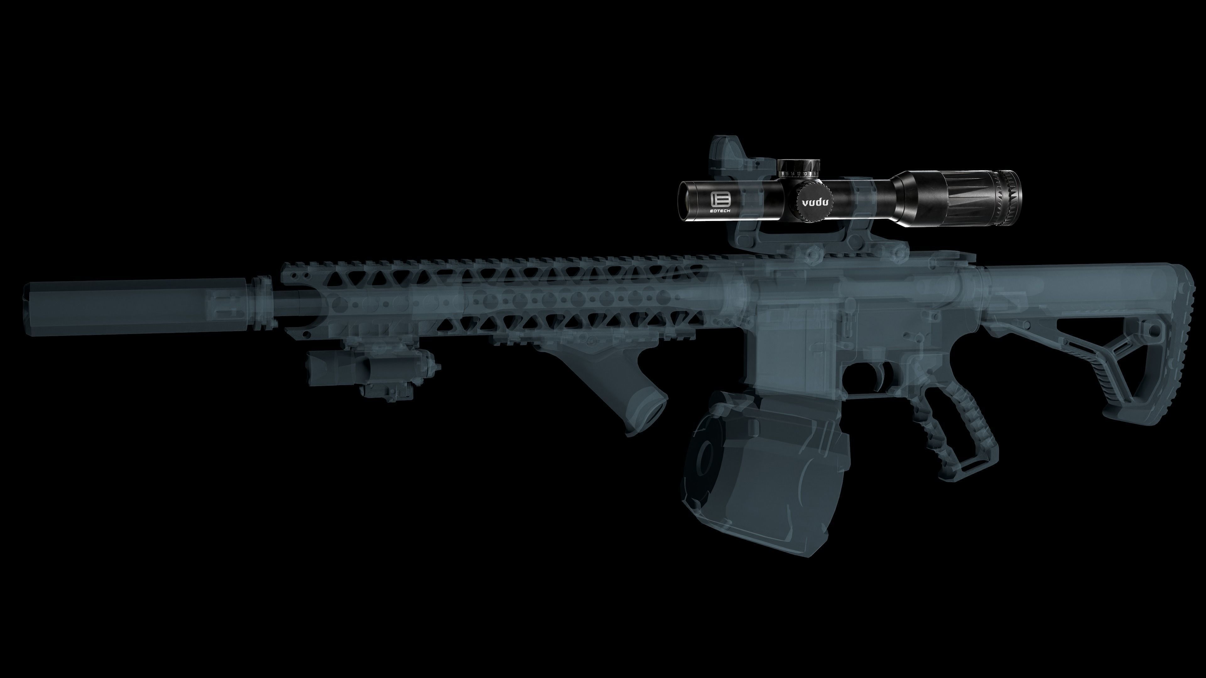 EOTech Vudu 1-6x Variable Optic Low-poly 3D model_3