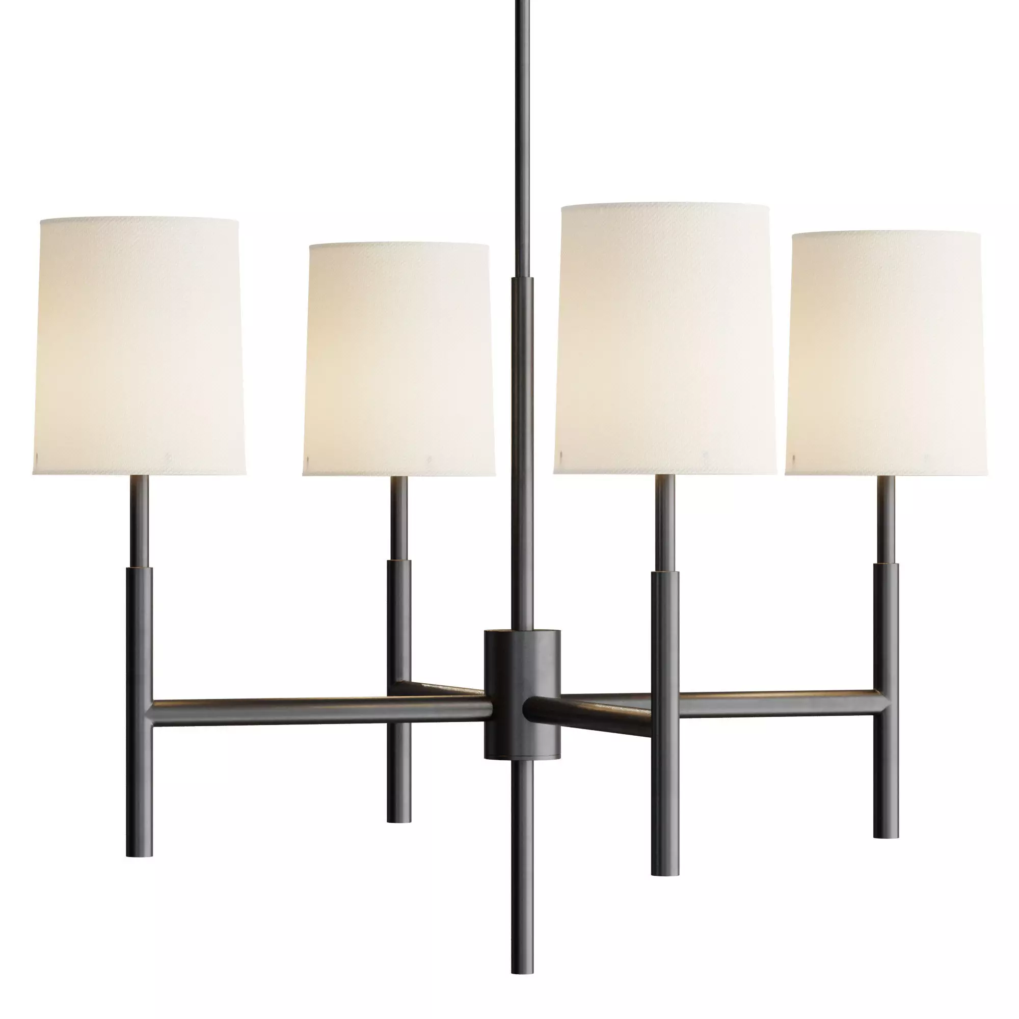 Clarion Small Chandelier with Linen Shades 3D model
