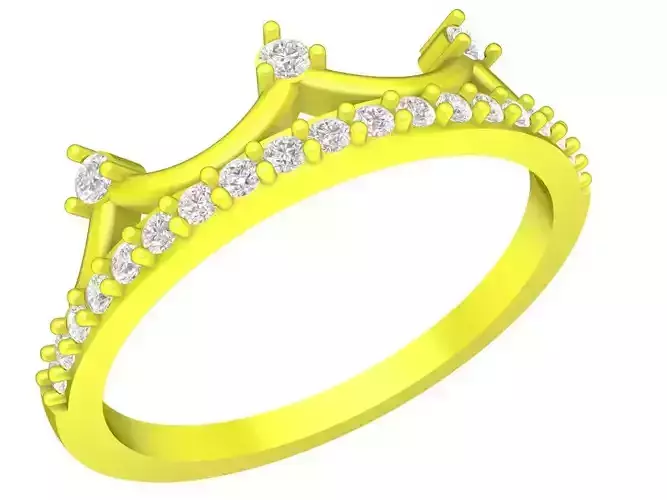 Korean Pretty Diamond Crown Ring 3D Model A4847