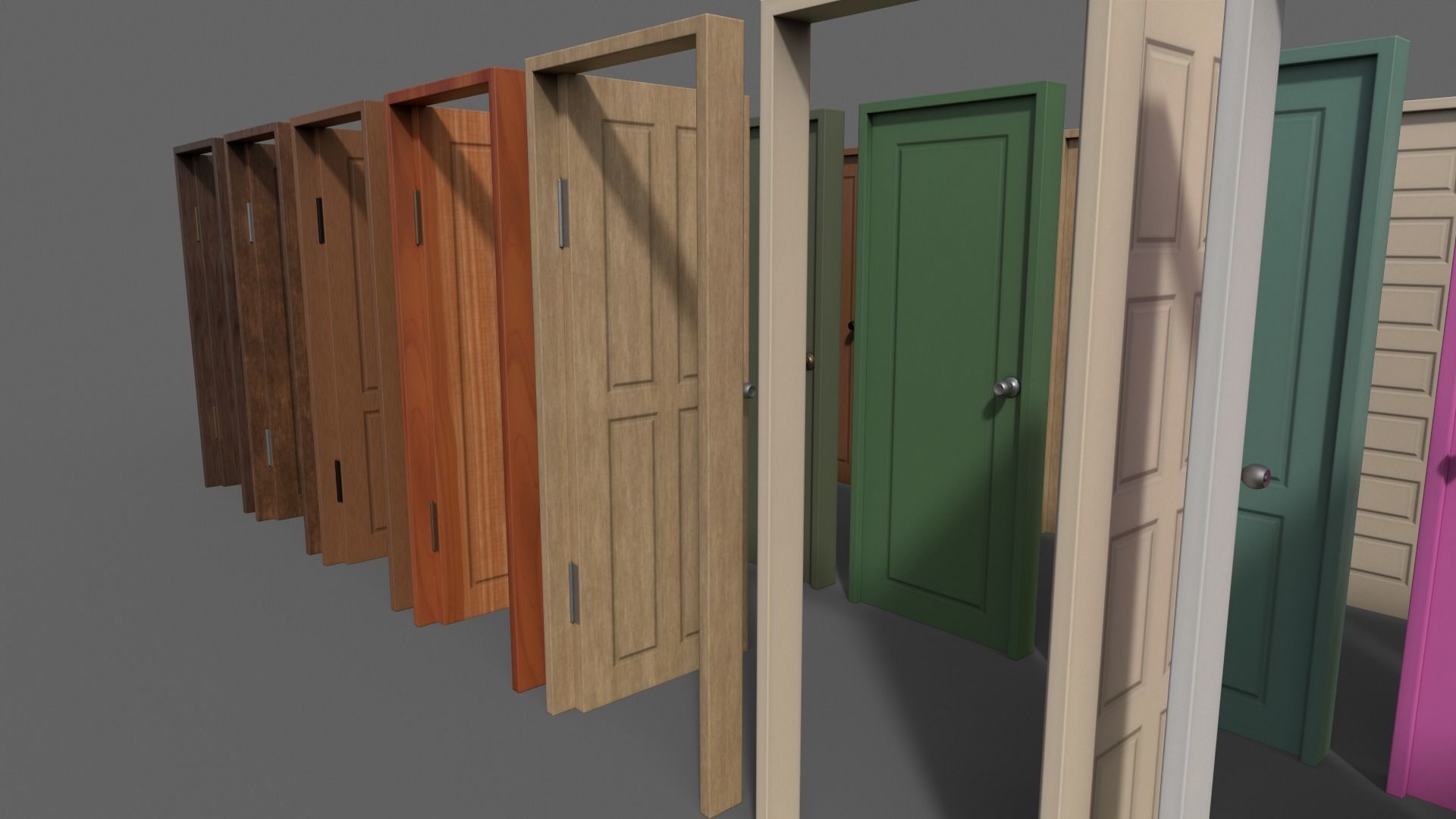 PBR Wood Door With Frame A Low-poly 3D model_4