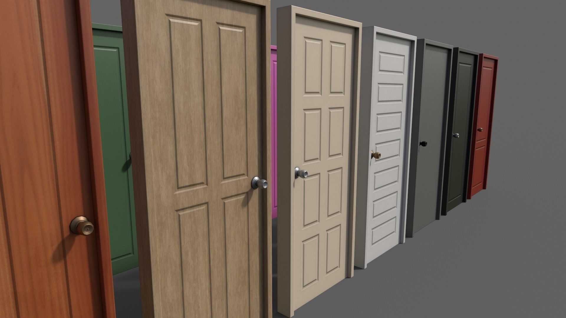 PBR Wood Door With Frame A Low-poly 3D model_6