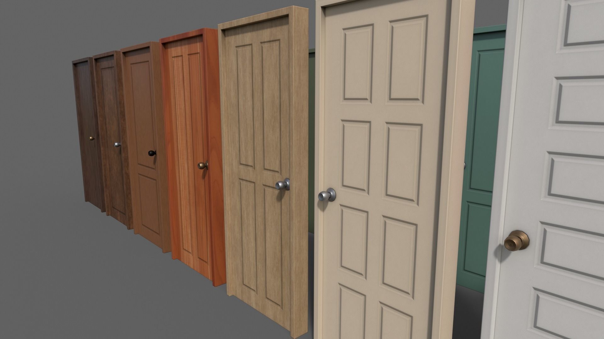PBR Wood Door With Frame A Low-poly 3D model_3