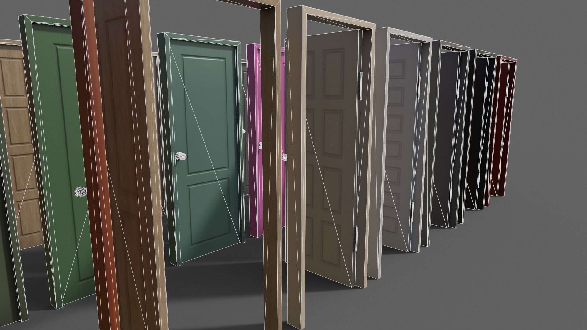 PBR Wood Door With Frame A Low-poly 3D model_8