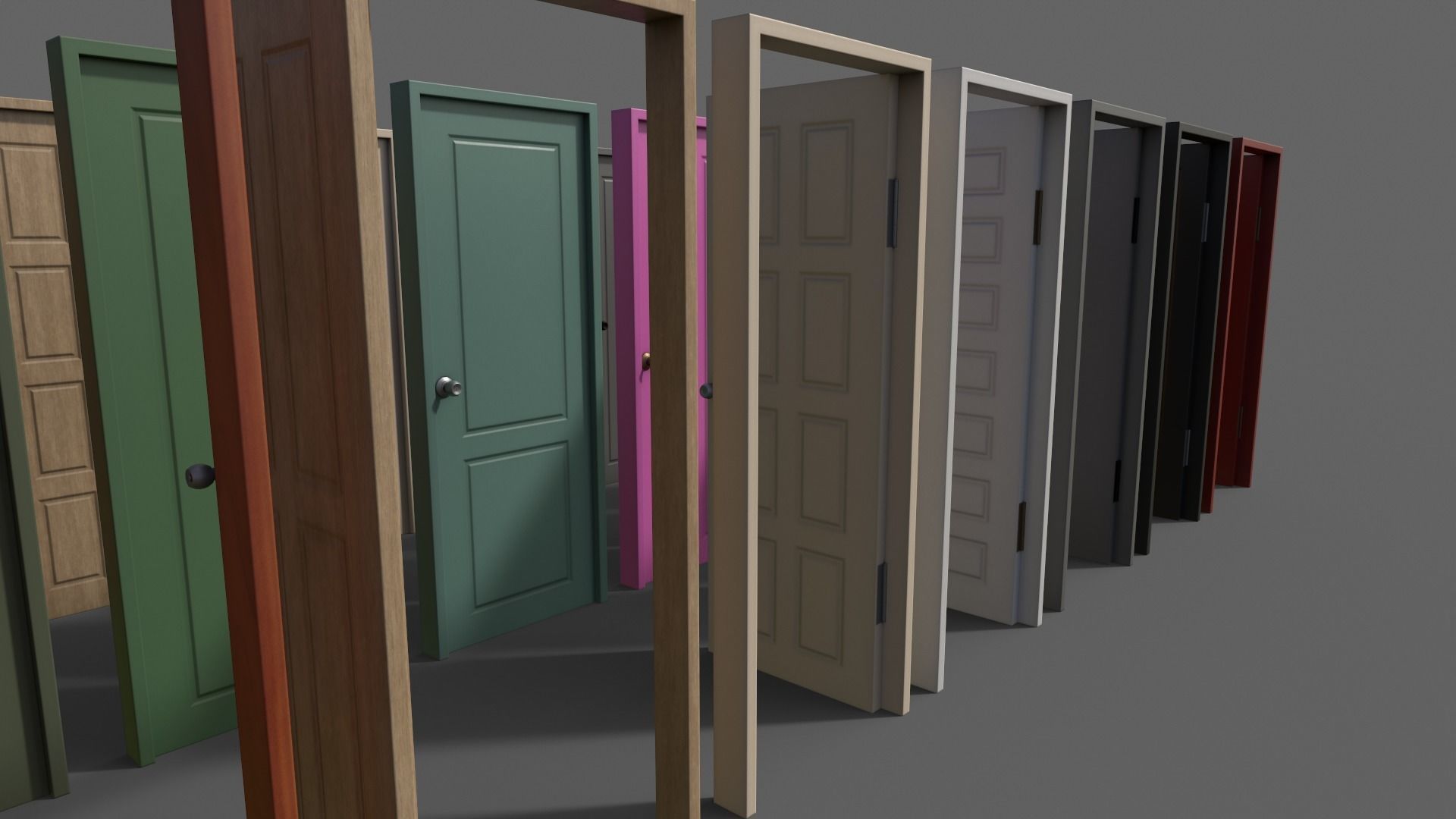 PBR Wood Door With Frame A Low-poly 3D model_7