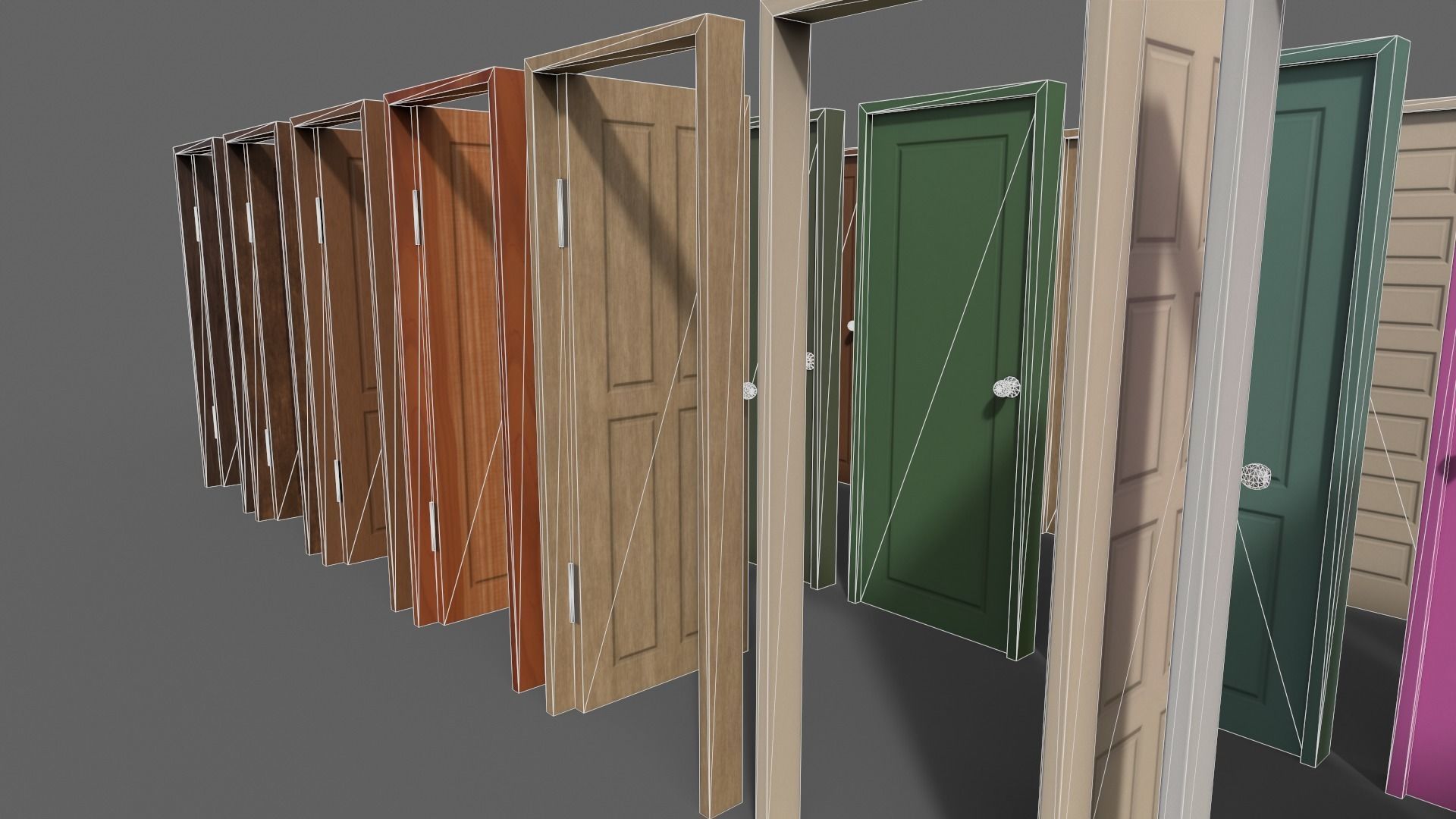 PBR Wood Door With Frame A Low-poly 3D model_5
