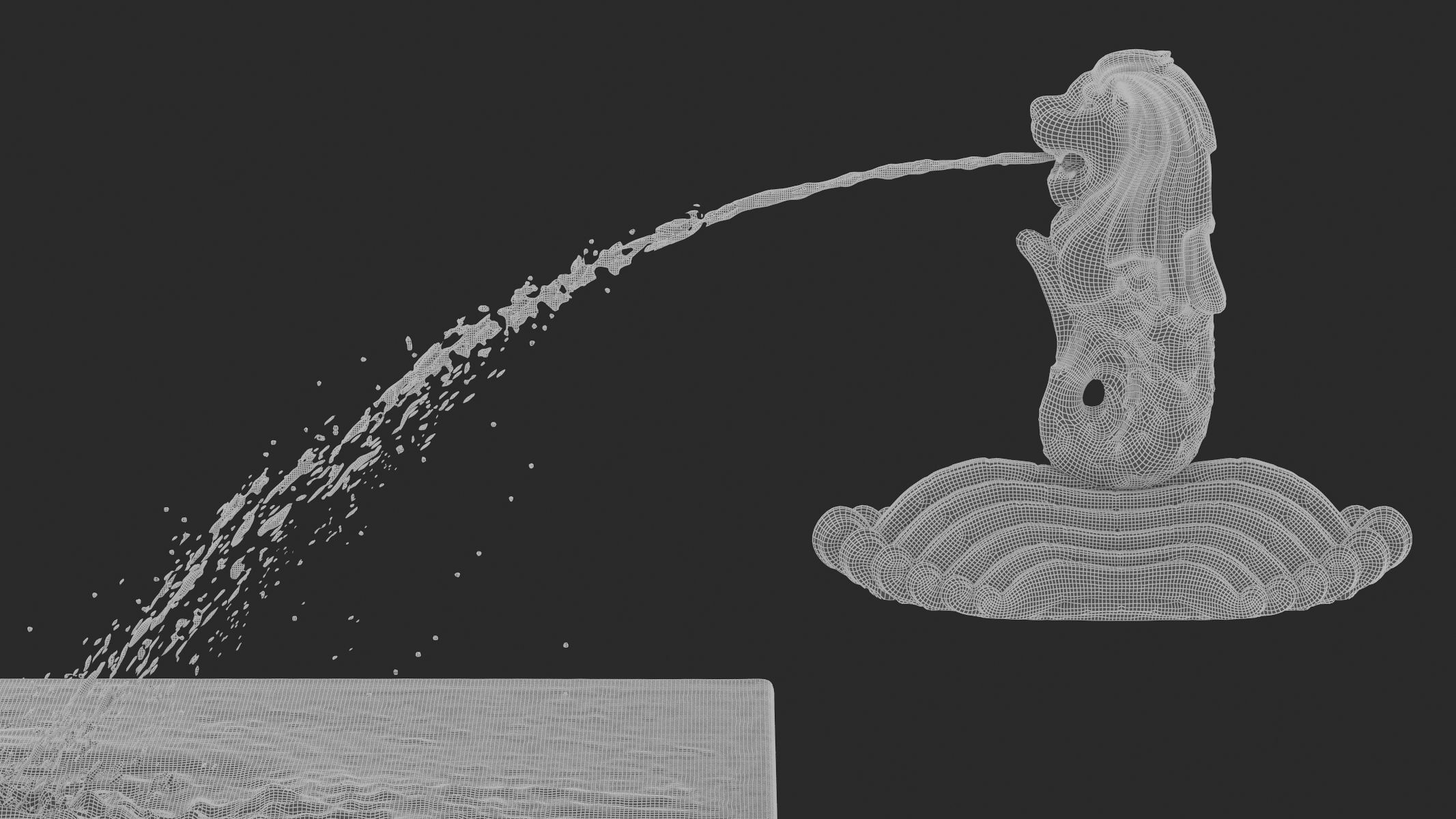 Merlion Fountain Water Spray Big 3D model_13