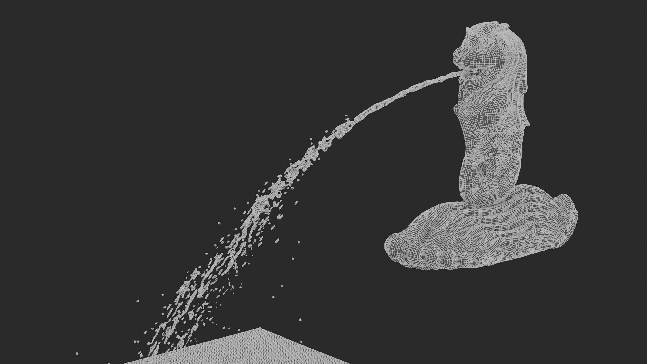 Merlion Fountain Water Spray Big 3D model_14