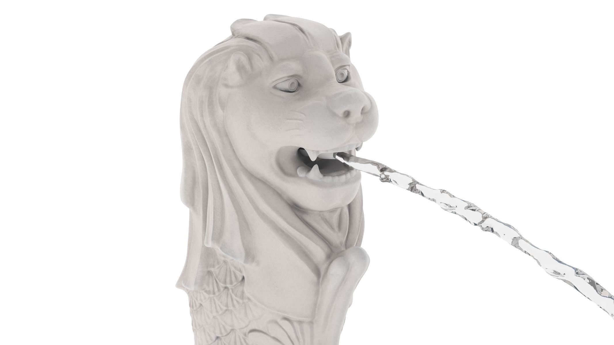 Merlion Fountain Water Spray Big 3D model_5