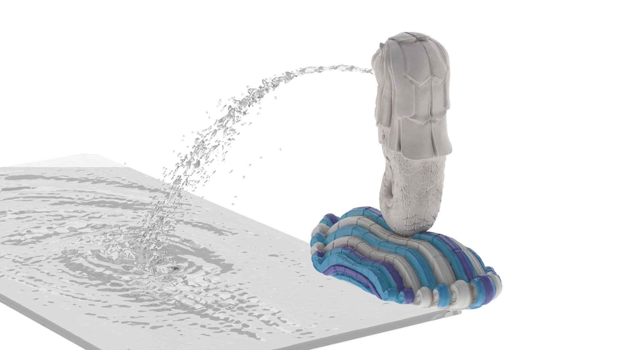 Merlion Fountain Water Spray Big 3D model_2
