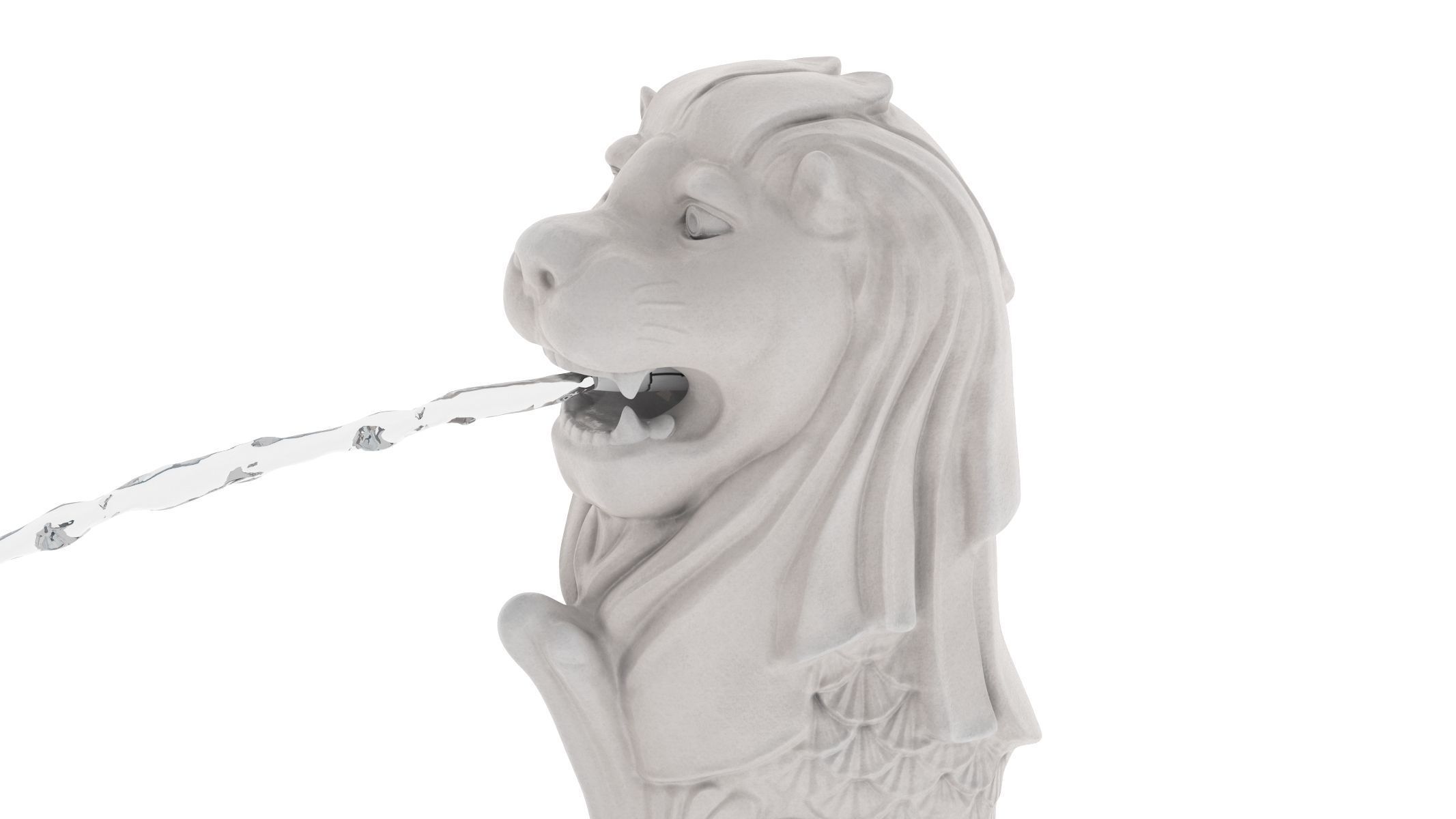 Merlion Fountain Water Spray Big 3D model_8