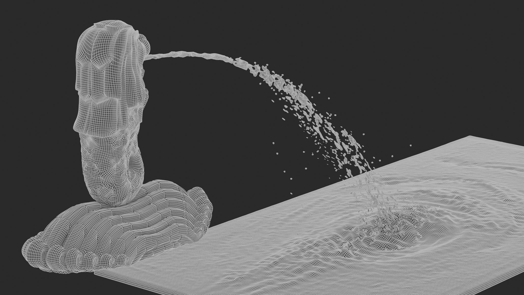 Merlion Fountain Water Spray Big 3D model_11