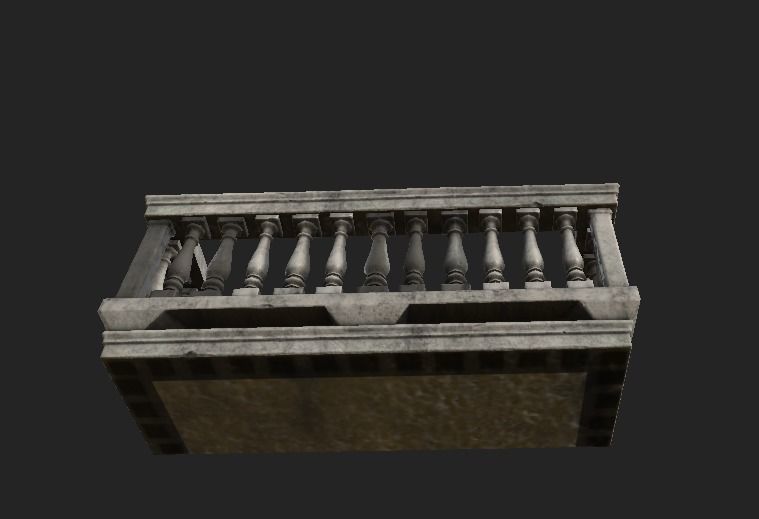 Classic Blacony Low-poly 3D model_3