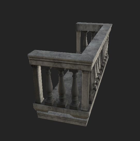 Classic Blacony Low-poly 3D model_2