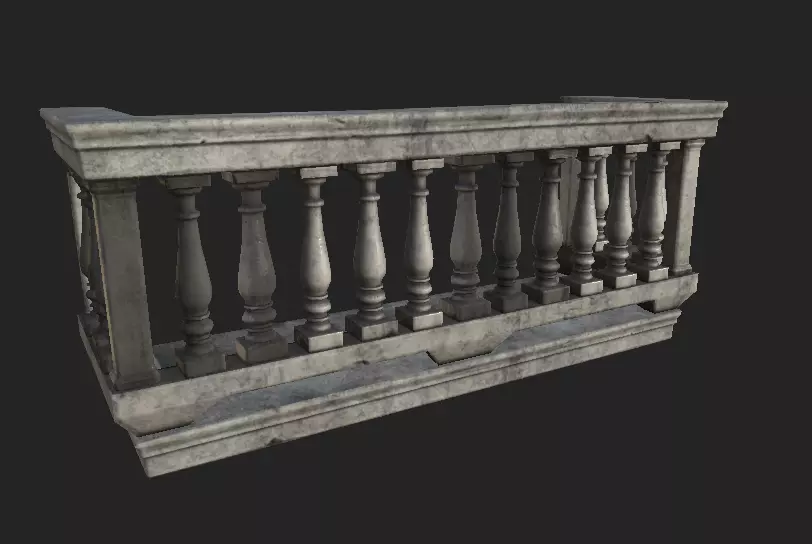 Classic Blacony Low-poly 3D model_0