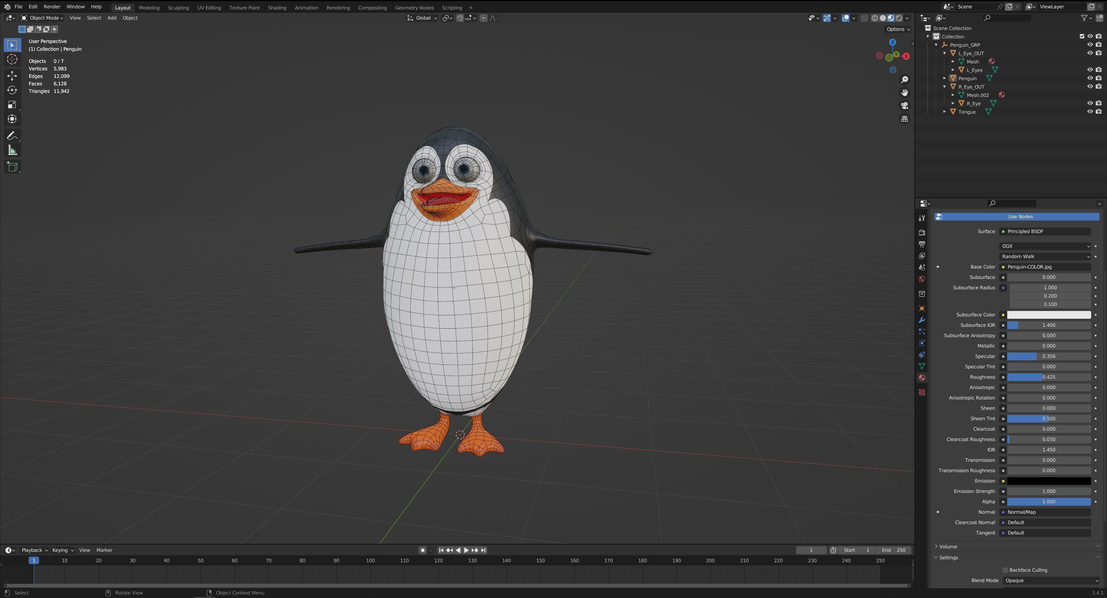 Penguin Low-poly 3D model_10