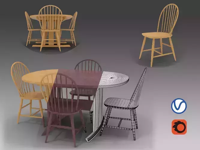 Dinner set - Wooden table and chairs