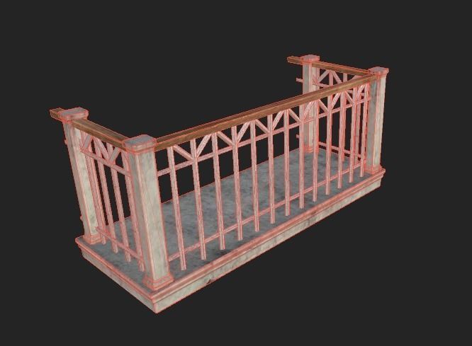 Modern Balcony Low-poly 3D model_5