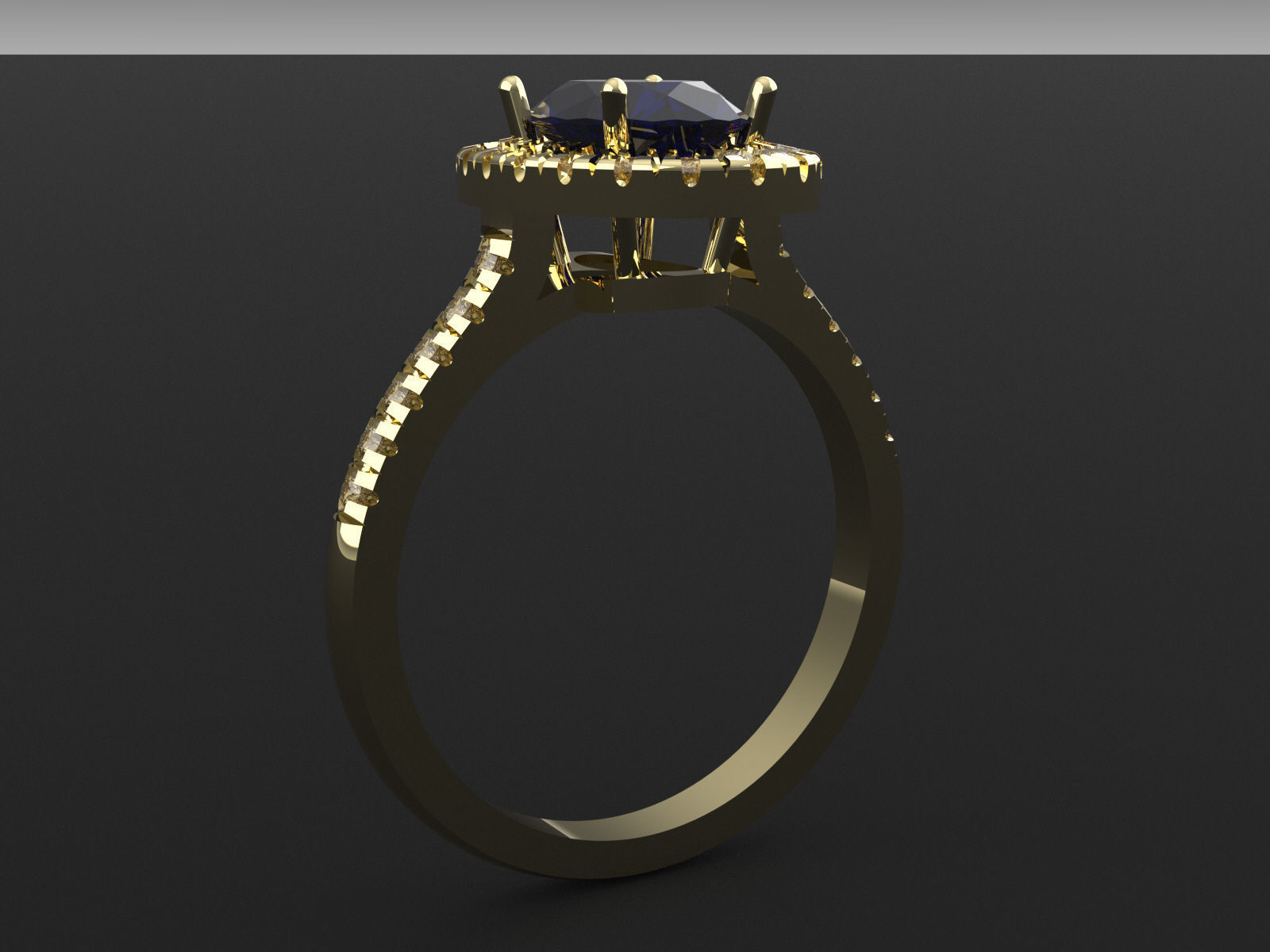 Oval Halo Ring With Diamonds 3D print model_2