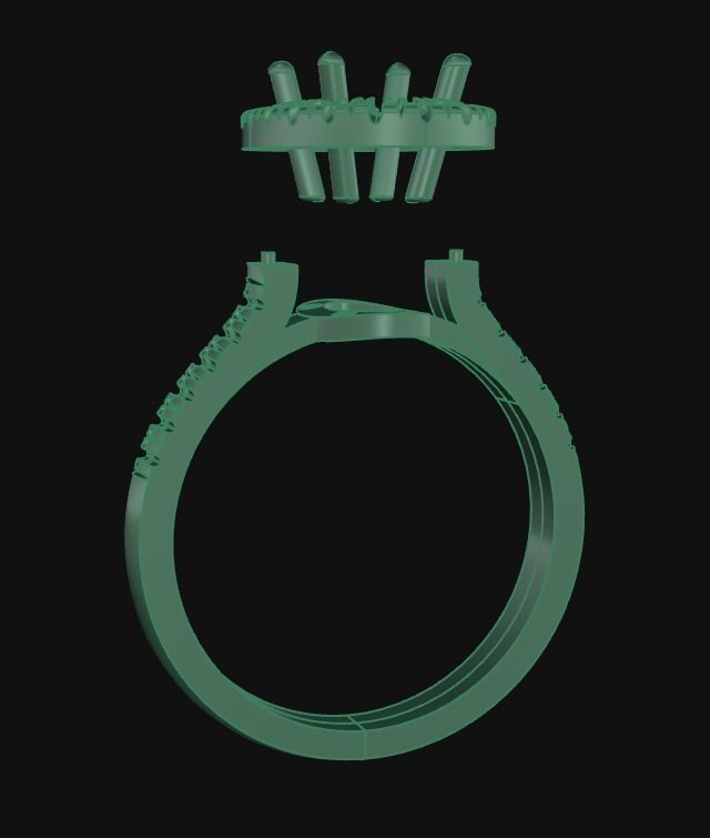 Oval Halo Ring With Diamonds 3D print model_6