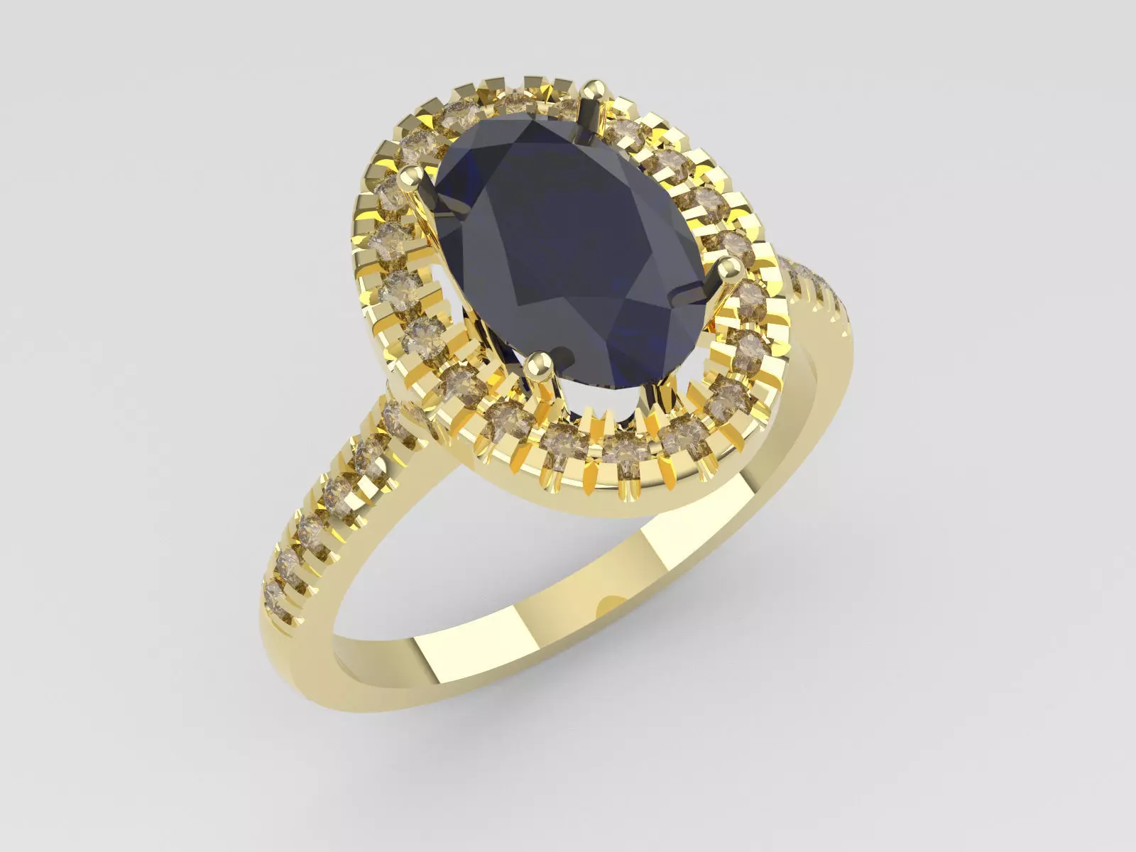 Oval Halo Ring With Diamonds 3D print model_0