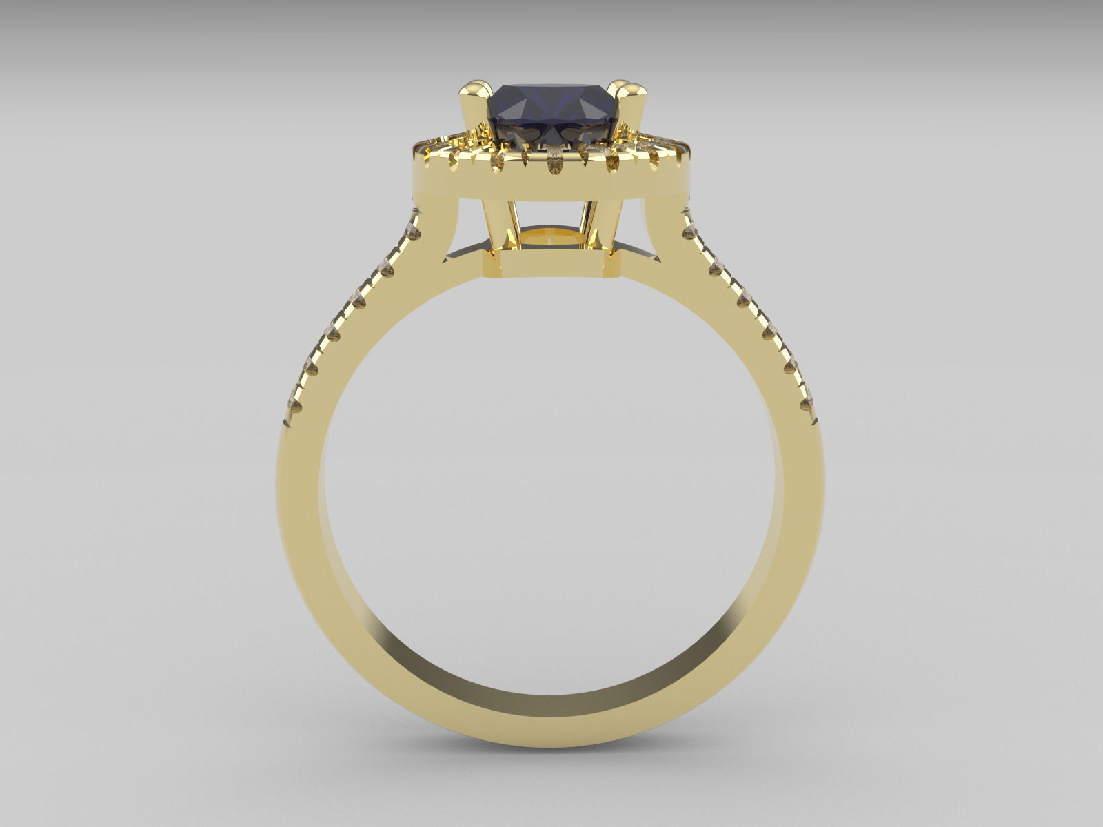 Oval Halo Ring With Diamonds 3D print model_3
