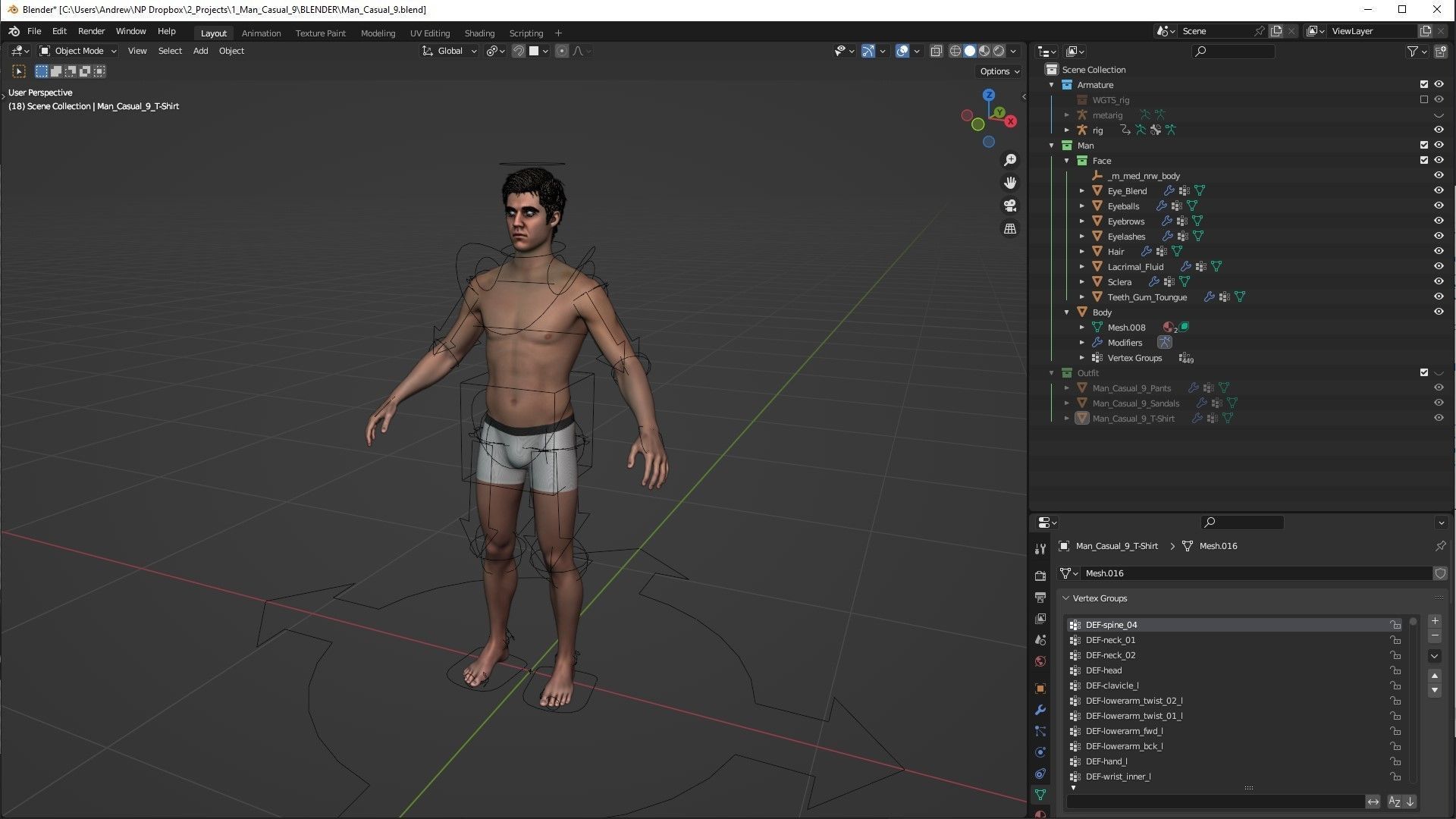 Realistic 3D model of Man - Casual Outfit 9 - Modular - Rigged Low-poly 3D model_21
