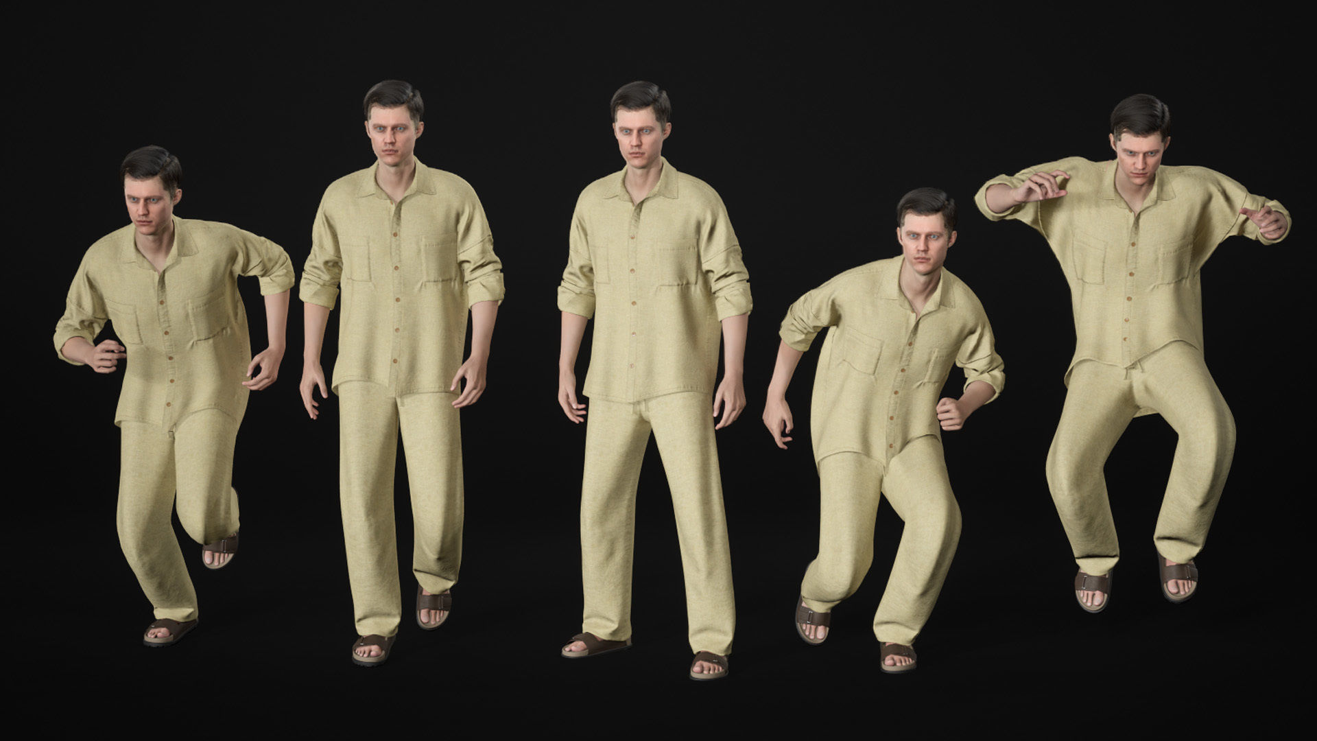 Realistic 3D model of Man - Casual Outfit 9 - Modular - Rigged Low-poly 3D model_7