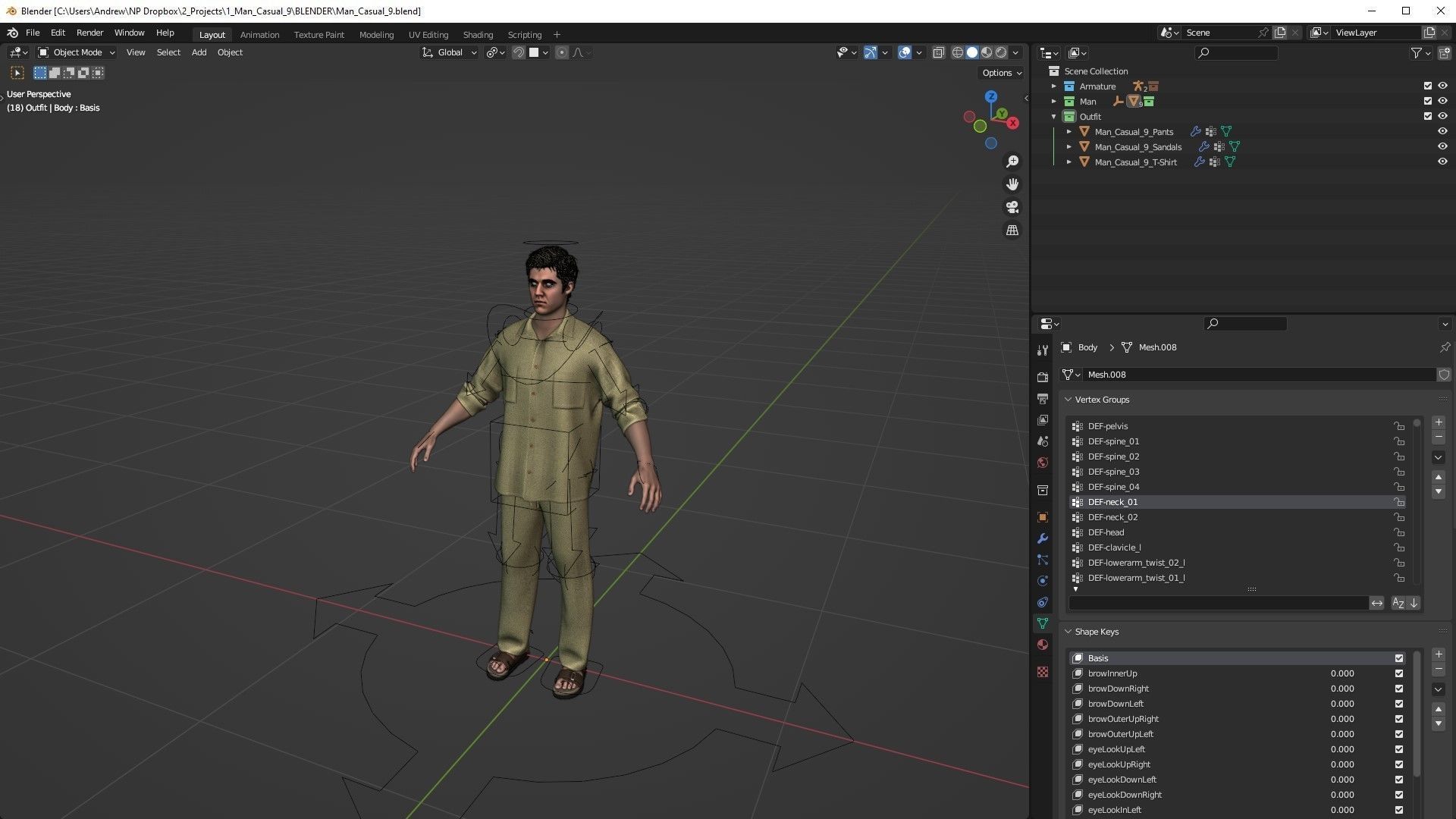 Realistic 3D model of Man - Casual Outfit 9 - Modular - Rigged Low-poly 3D model_20