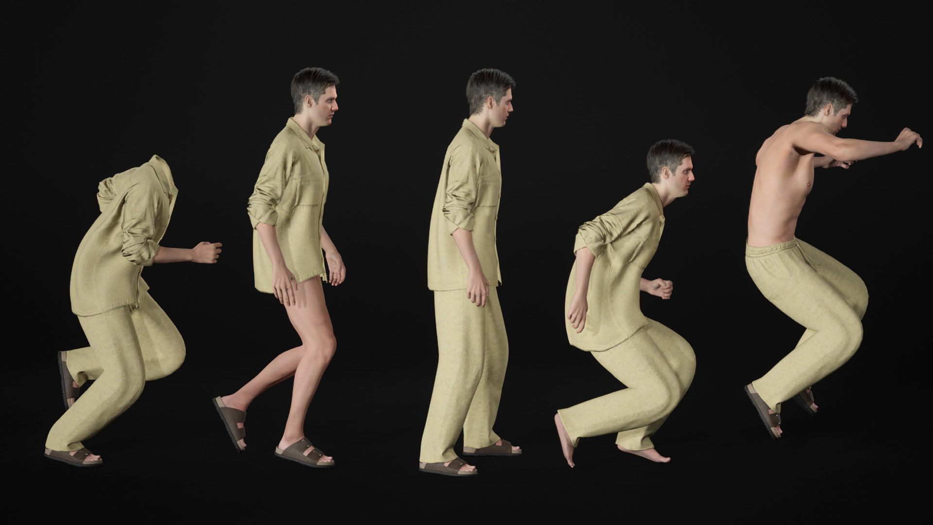 Realistic 3D model of Man - Casual Outfit 9 - Modular - Rigged Low-poly 3D model_15