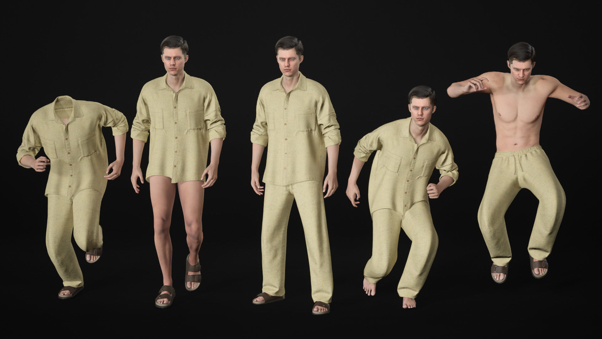 Realistic 3D model of Man - Casual Outfit 9 - Modular - Rigged Low-poly 3D model_14