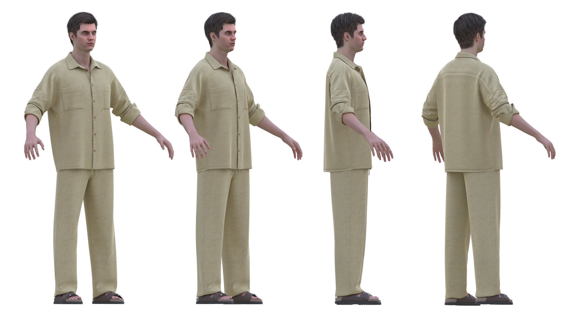 Realistic 3D model of Man - Casual Outfit 9 - Modular - Rigged Low-poly 3D model_4
