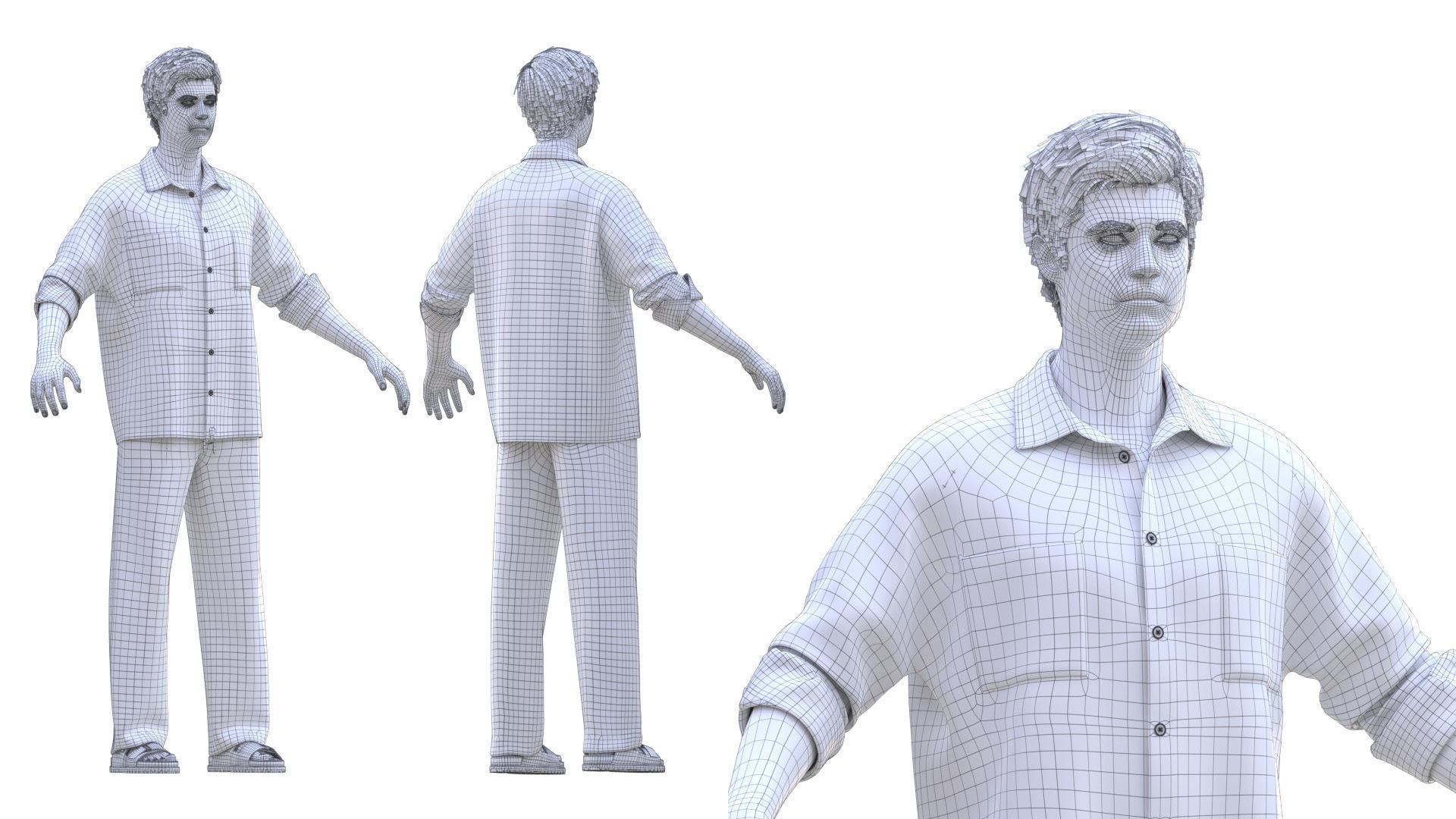 Realistic 3D model of Man - Casual Outfit 9 - Modular - Rigged Low-poly 3D model_19