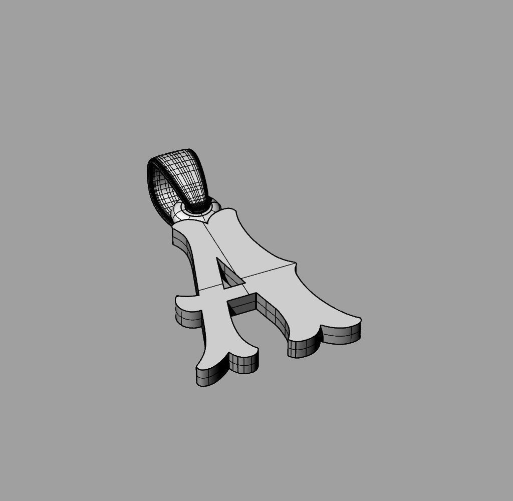 Alphabet Latin A 3D print model_11