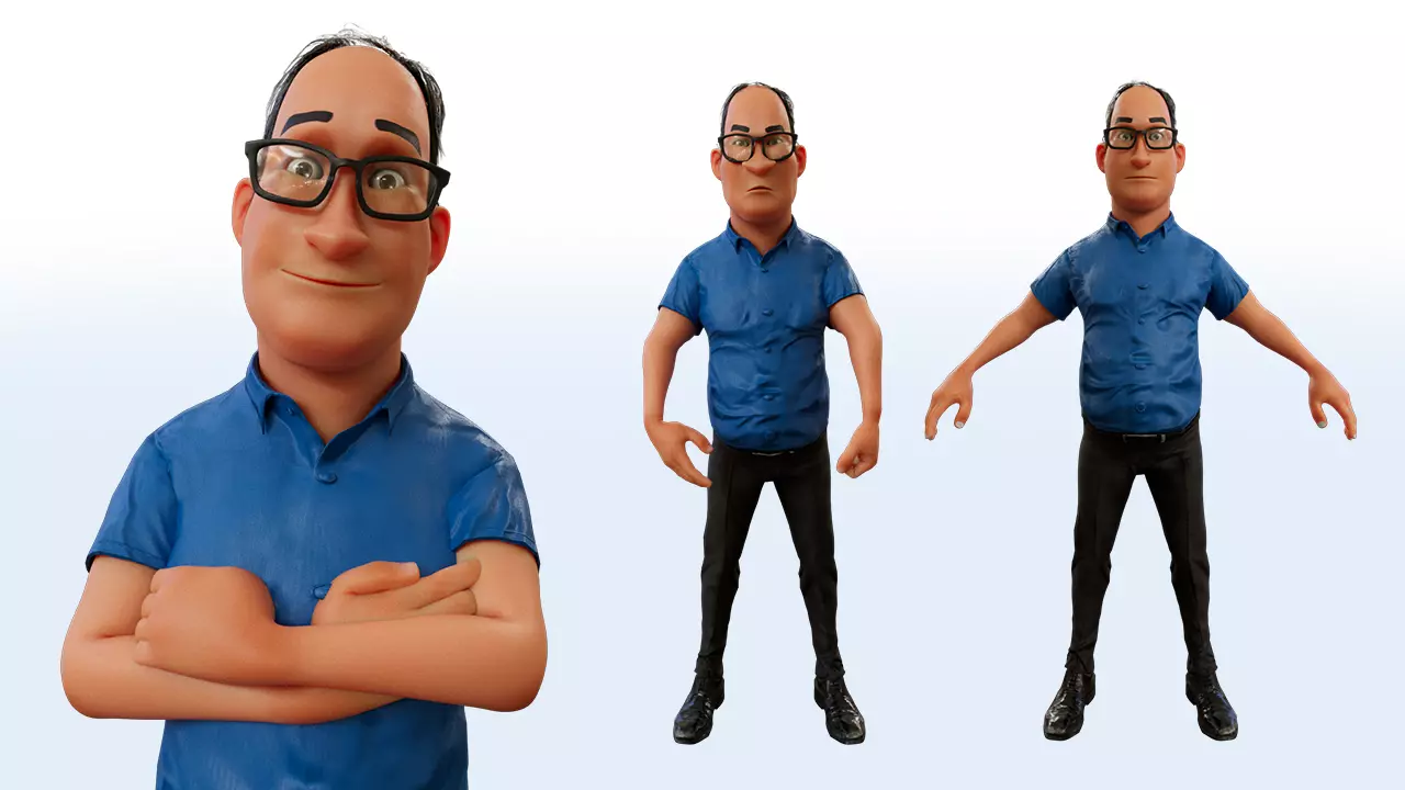 Dad Rigged Character 3d Model Free 3D model_0