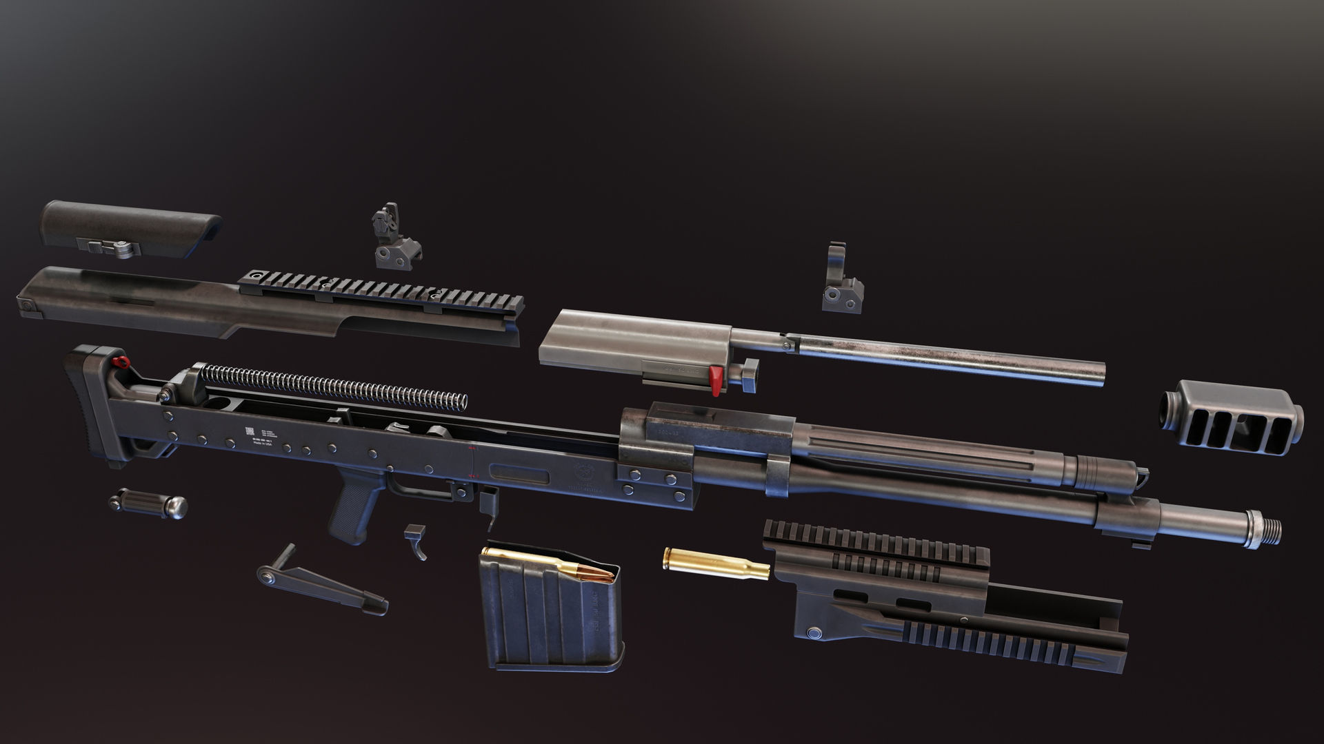AK-50 anti-materiel rifle Low-poly 3D model_2