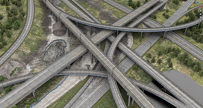 I-95 Highway Interstate Miami Florida Low-poly 3D model 3