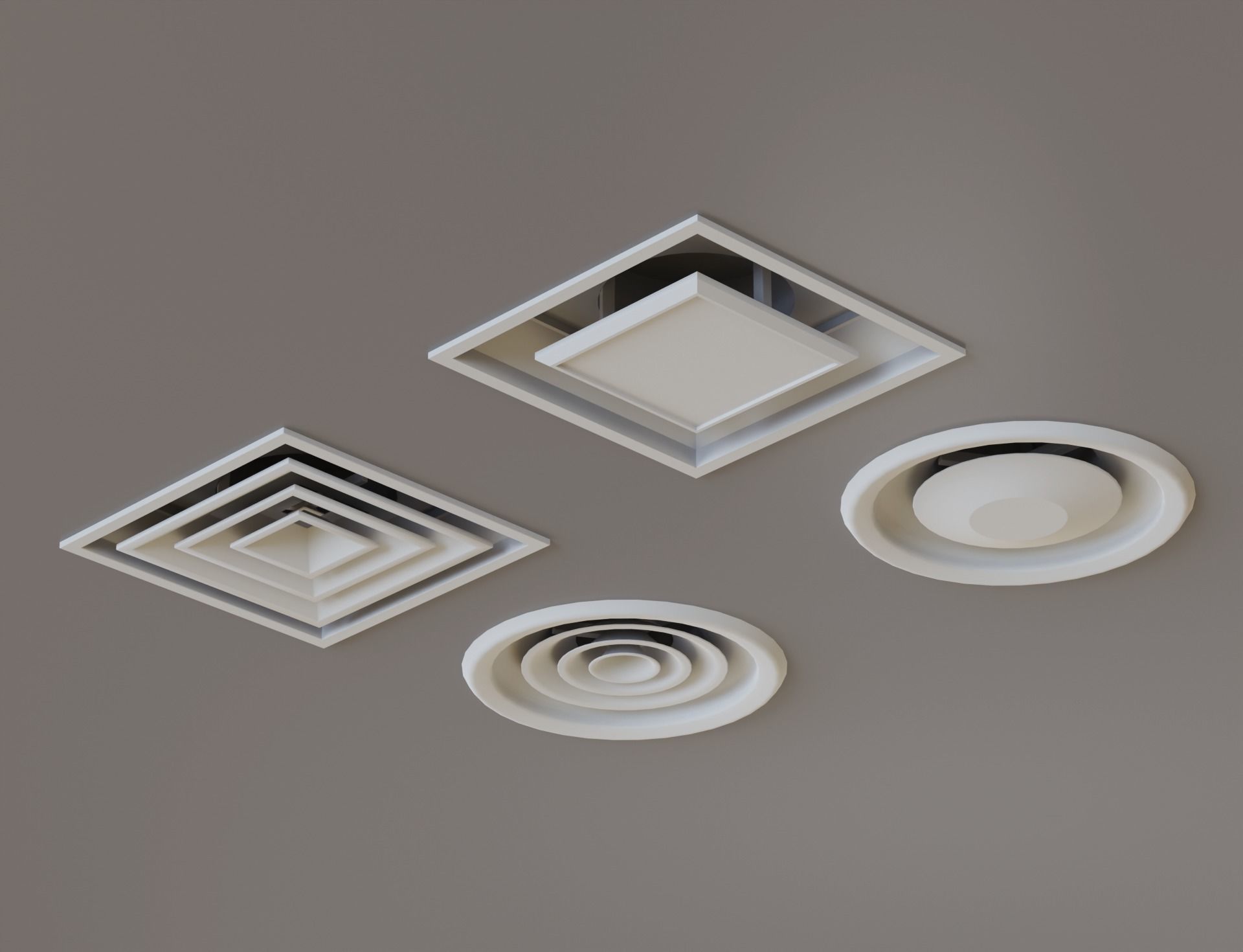 Low Poly Ceiling Air Conditioner 2 Low-poly 3D model_2