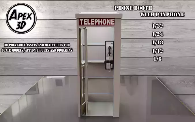 Telephone Booth 3d printable in various scales 3D print model