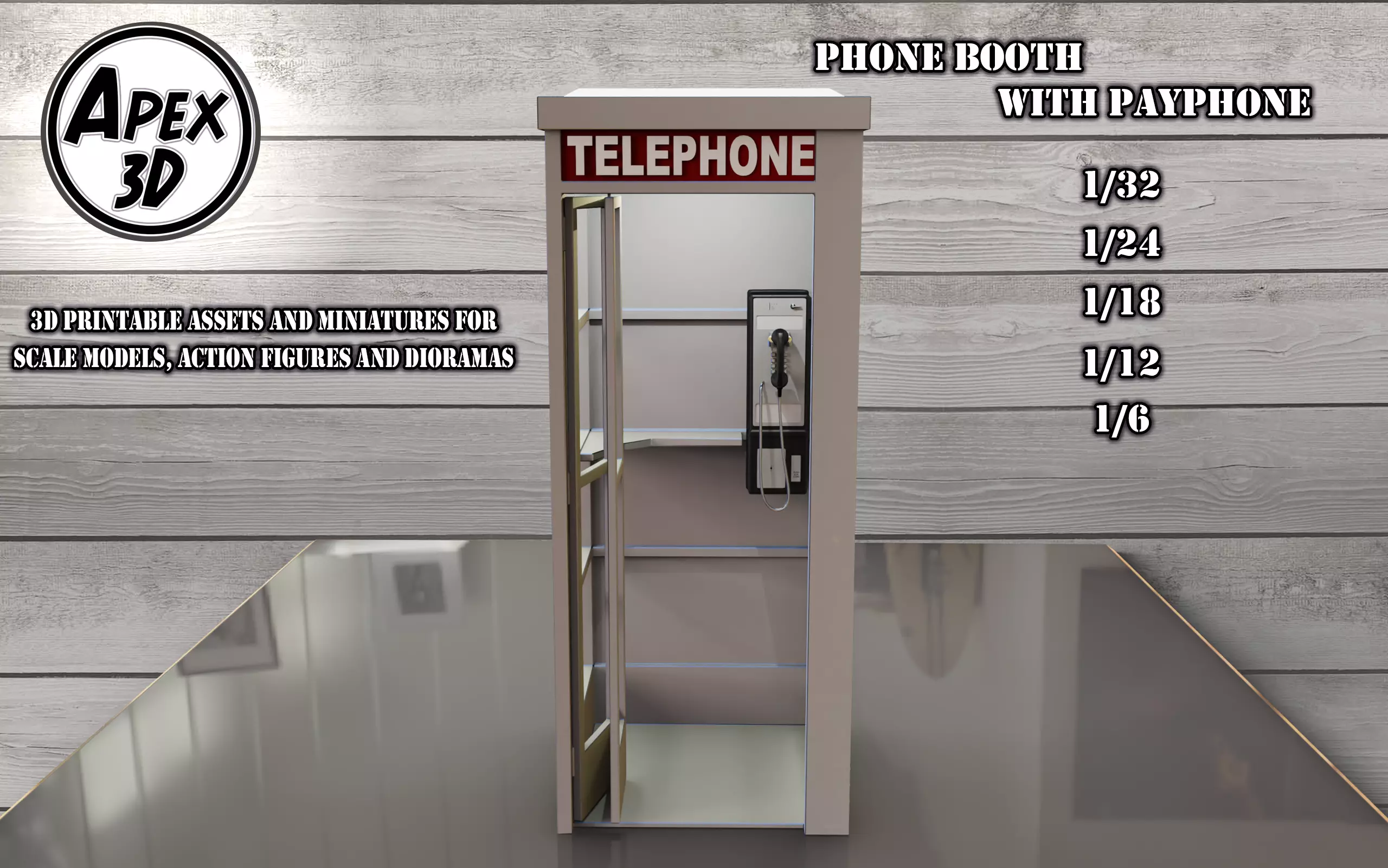 Telephone Booth 3d printable in various scales 3D print model_0