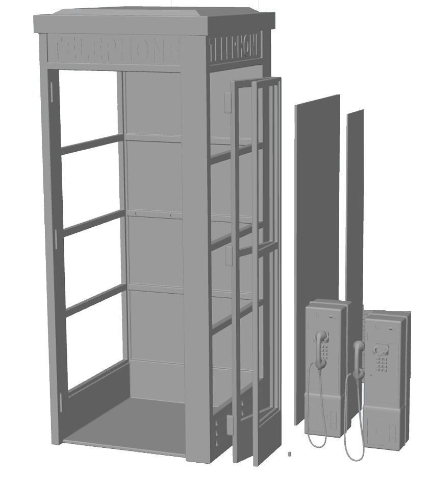 Telephone Booth 3d printable in various scales 3D print model_3