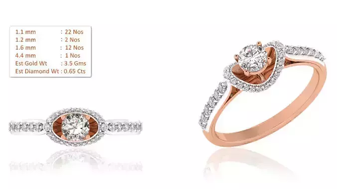 Women Solitaire Ring 3dm render details