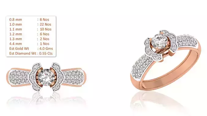 Women Solitaire Ring 3dm render details