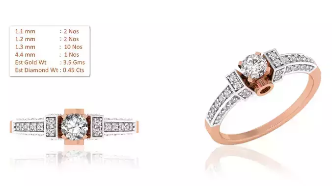 Women Solitaire Ring 3dm render details